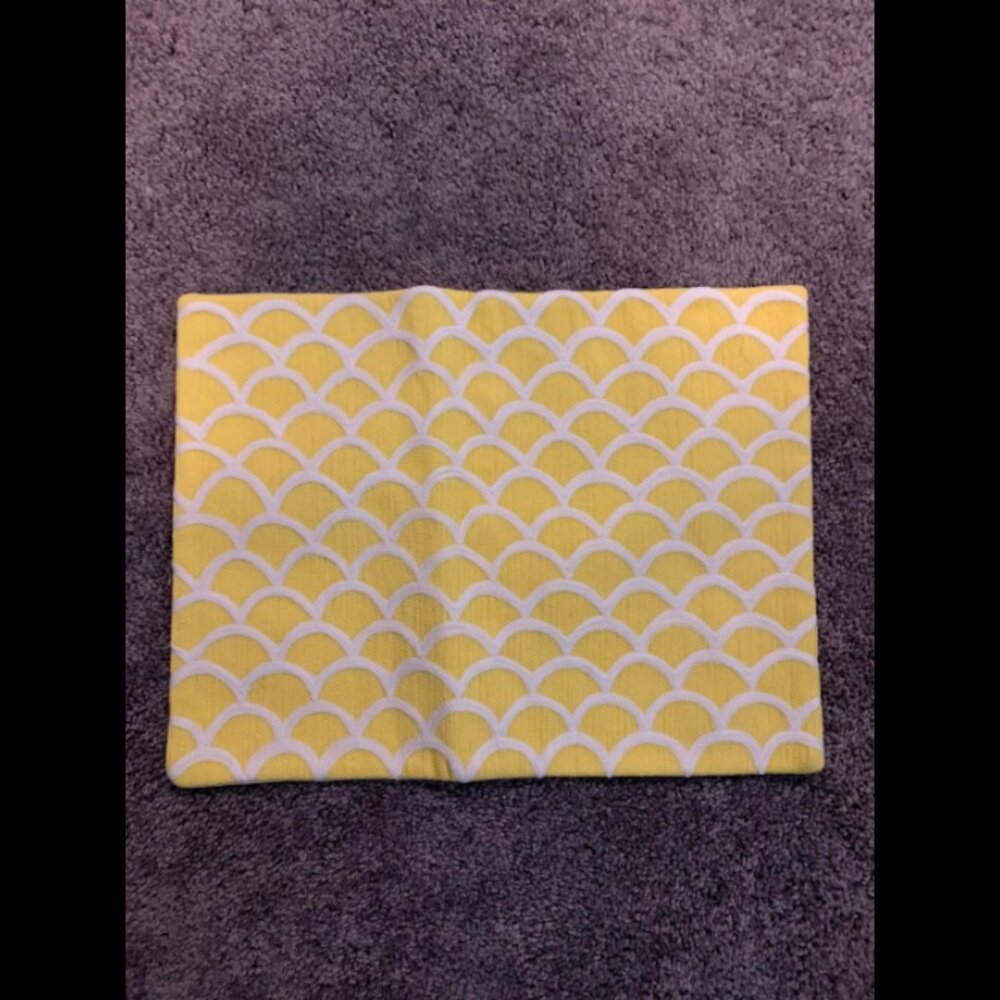 West Elm Crewel Pillow Chainstitch Scalloped Yellow pillow